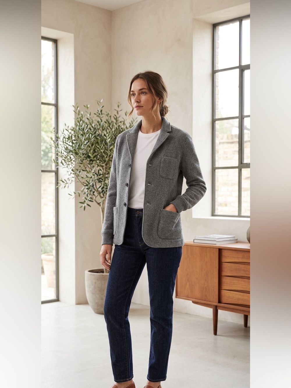 Vince gray 100% wool 3 button blazer with pockets